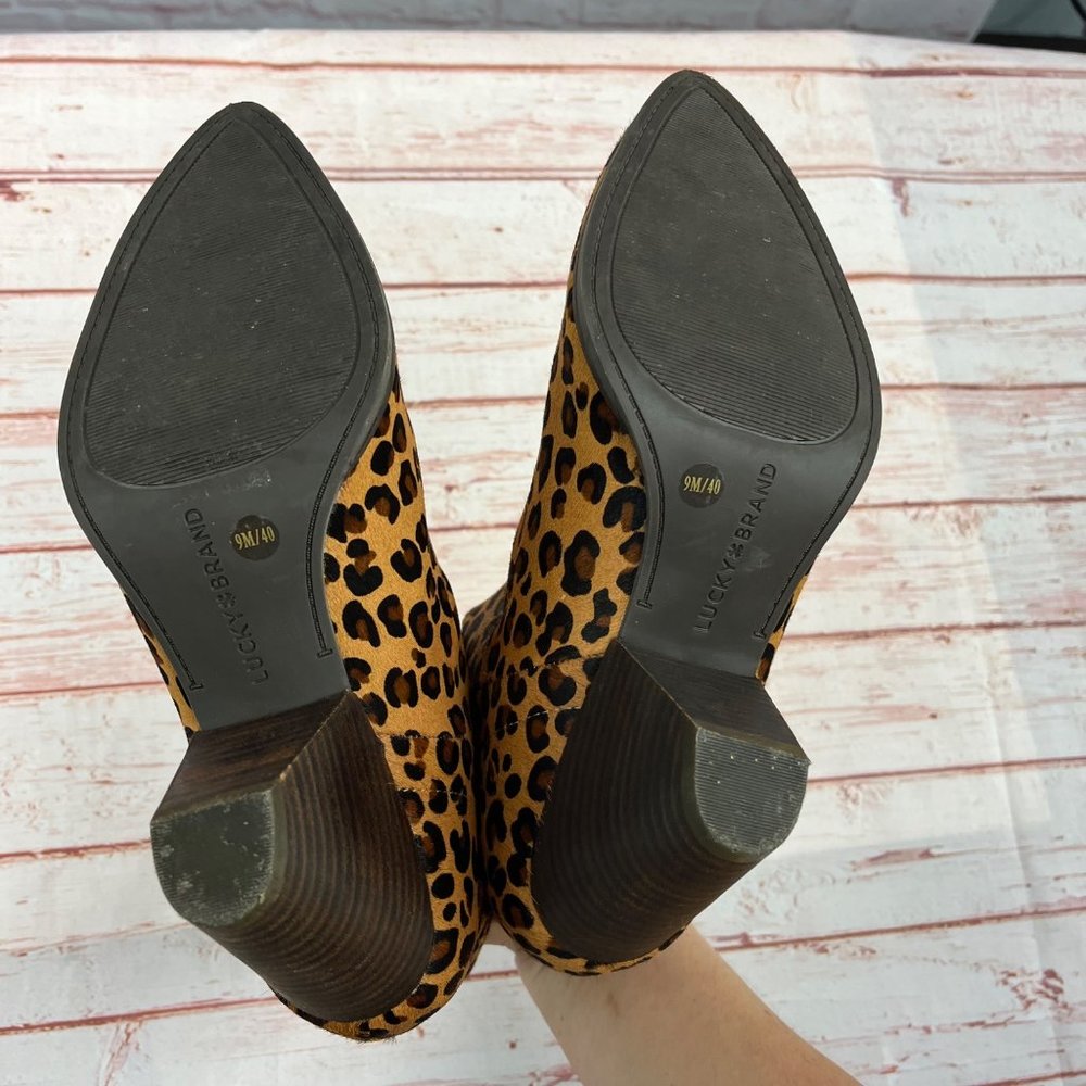 Lucky Brand Munise Leopard Print Calf Hair Booties Slip On Size 9 - Picture 10 of 10